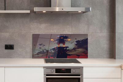 Painel de vidro Figura fumaça fogo