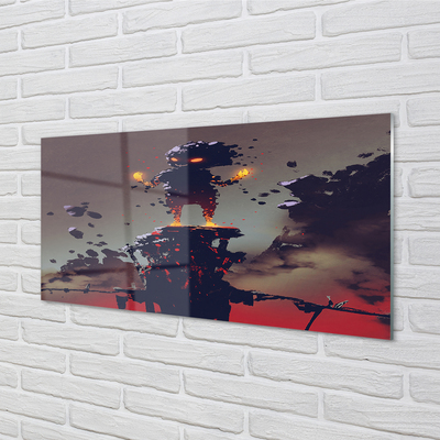 Painel de vidro Figura fumaça fogo