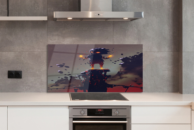 Painel de vidro Figura fumaça fogo