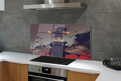 Painel de vidro Figura fumaça fogo