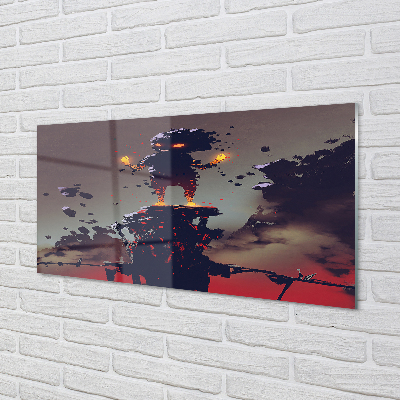 Painel de vidro Figura fumaça fogo
