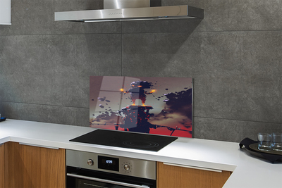 Painel de vidro Figura fumaça fogo