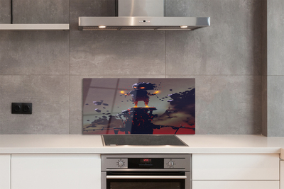 Painel de vidro Figura fumaça fogo