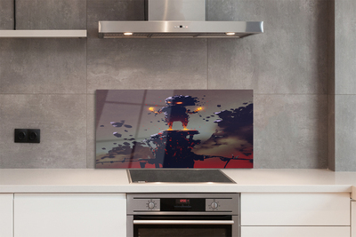 Painel de vidro Figura fumaça fogo