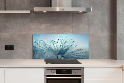 Painel de vidro Macro de gotas de dente-de-leão