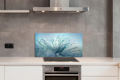 Painel de vidro Macro de gotas de dente-de-leão