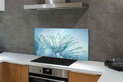 Painel de vidro Macro de gotas de dente-de-leão