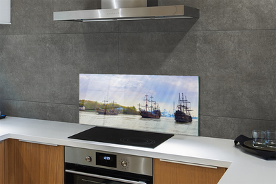 Painel de vidro Céu navios dia nuvens