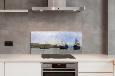 Painel de vidro Céu navios dia nuvens