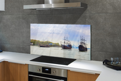 Painel de vidro Céu navios dia nuvens