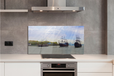 Painel de vidro Céu navios dia nuvens