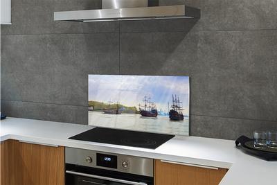 Painel de vidro Céu navios dia nuvens