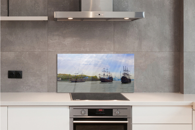 Painel de vidro Céu navios dia nuvens