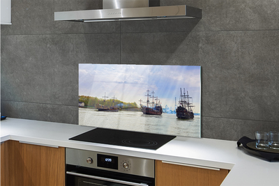 Painel de vidro Céu navios dia nuvens