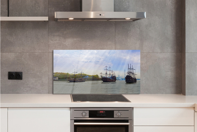 Painel de vidro Céu navios dia nuvens