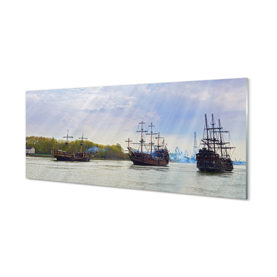 Painel de vidro Céu navios dia nuvens