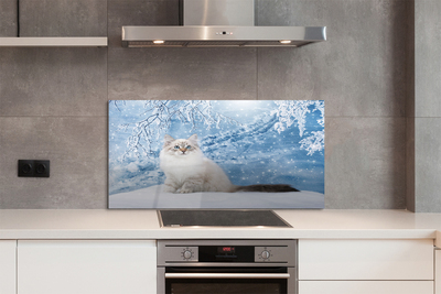 Painel de vidro Gato no inverno