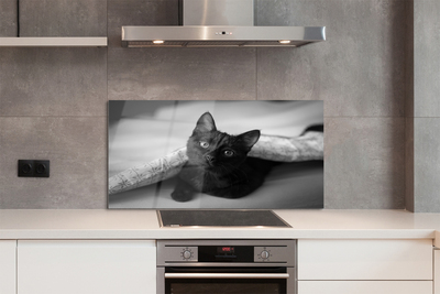 Painel de vidro O gato debaixo das cobertas