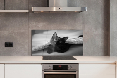 Painel de vidro O gato debaixo das cobertas