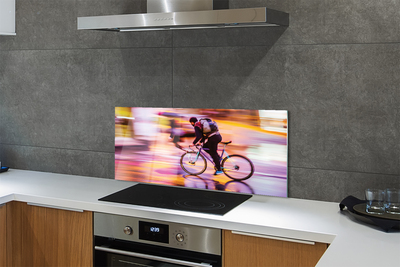 Painel de vidro Bicicleta do homem da luz