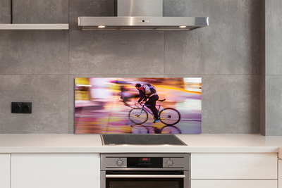 Painel de vidro Bicicleta do homem da luz