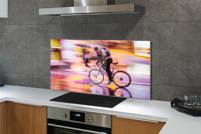 Painel de vidro Bicicleta do homem da luz