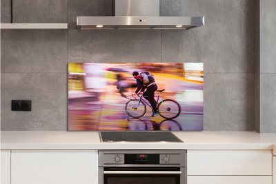 Painel de vidro Bicicleta do homem da luz