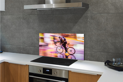 Painel de vidro Bicicleta do homem da luz