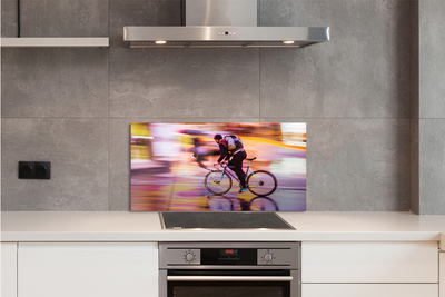 Painel de vidro Bicicleta do homem da luz