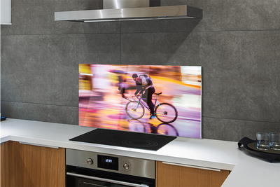 Painel de vidro Bicicleta do homem da luz