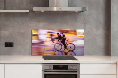 Painel de vidro Bicicleta do homem da luz