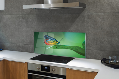 Painel de vidro Borboleta de folha colorida