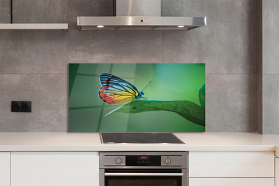 Painel de vidro Borboleta de folha colorida