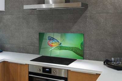 Painel de vidro Borboleta de folha colorida