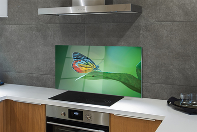 Painel de vidro Borboleta de folha colorida