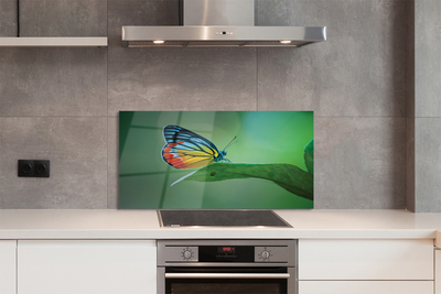 Painel de vidro Borboleta de folha colorida