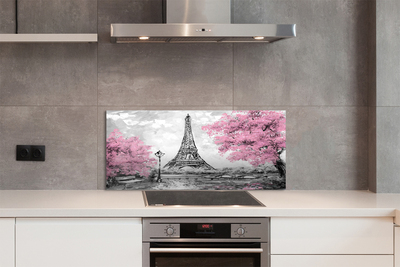 Painel de vidro Árvores de Paris na primavera