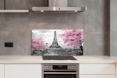 Painel de vidro Árvores de Paris na primavera