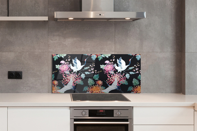 Painel de vidro Pássaros com flores