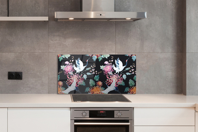 Painel de vidro Pássaros com flores