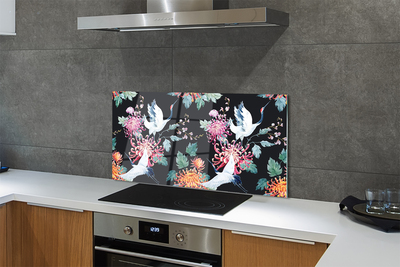 Painel de vidro Pássaros com flores