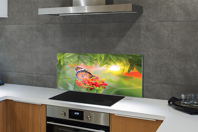 Painel de vidro Flores de borboletas coloridas