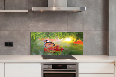 Painel de vidro Flores de borboletas coloridas