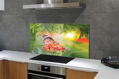 Painel de vidro Flores de borboletas coloridas