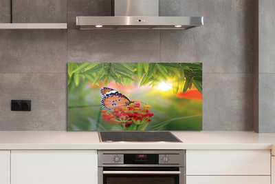 Painel de vidro Flores de borboletas coloridas