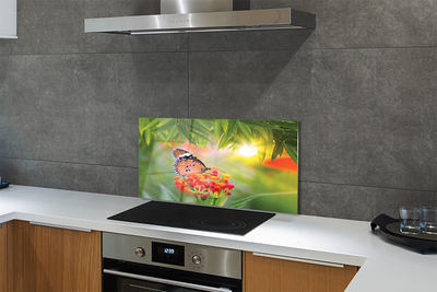 Painel de vidro Flores de borboletas coloridas