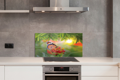 Painel de vidro Flores de borboletas coloridas