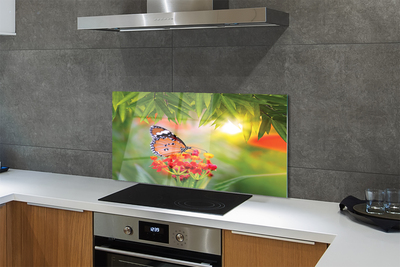 Painel de vidro Flores de borboletas coloridas