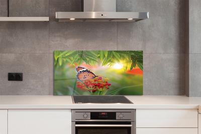 Painel de vidro Flores de borboletas coloridas