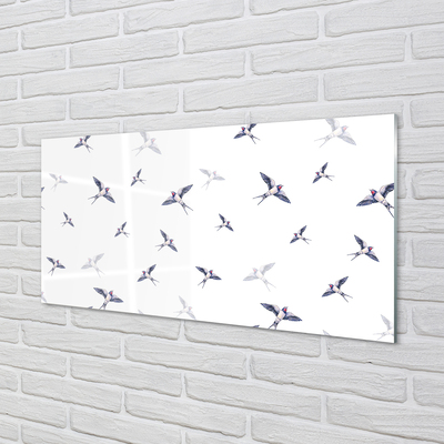 Painel de vidro Pássaros com flores